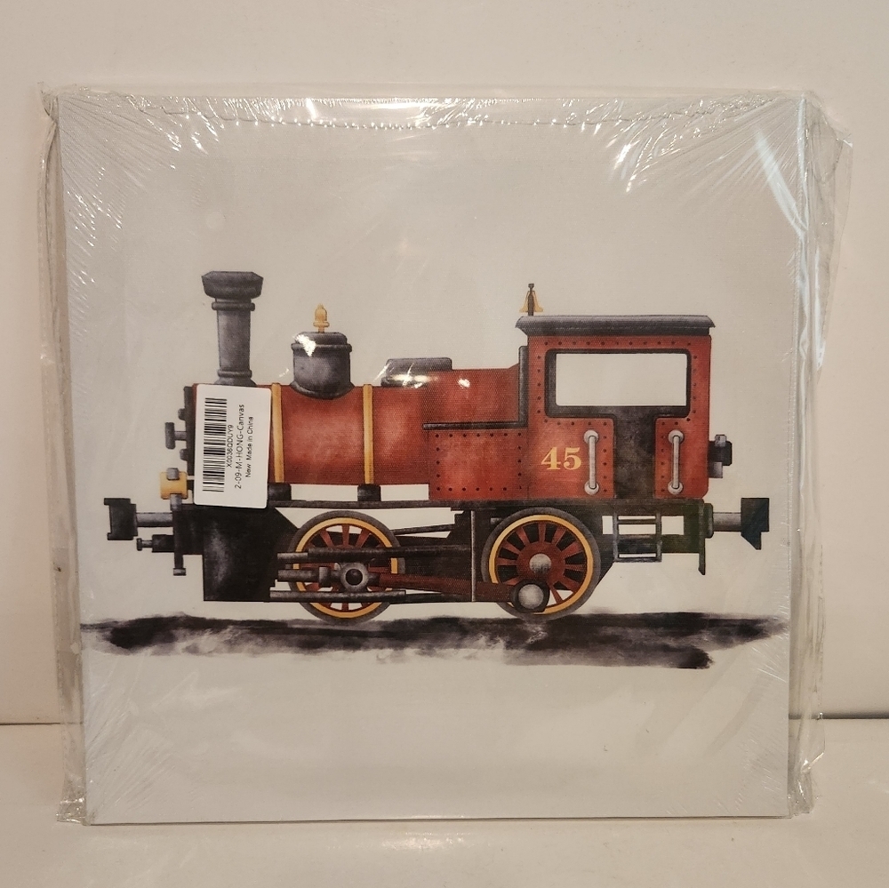Brand New 12” x 12” Canvas Red Train Wall Art